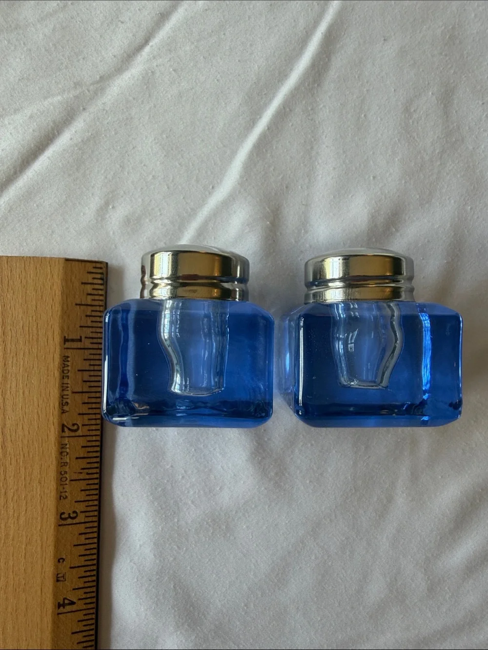 Vintage Pottery Barn Monterey Salt & Pepper Set - Blue Glass